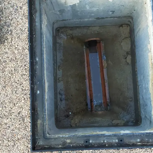 Inspection chamber running clear after the drain was jetted